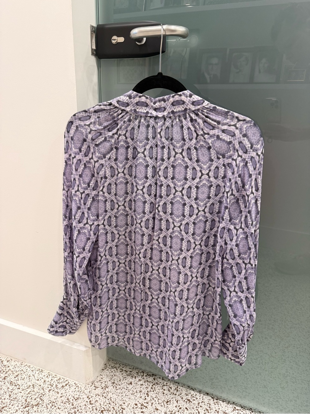 Richard Graham Lavender Snakeskin Print Blouse | Button Front | Size M - Picture 5 of 10